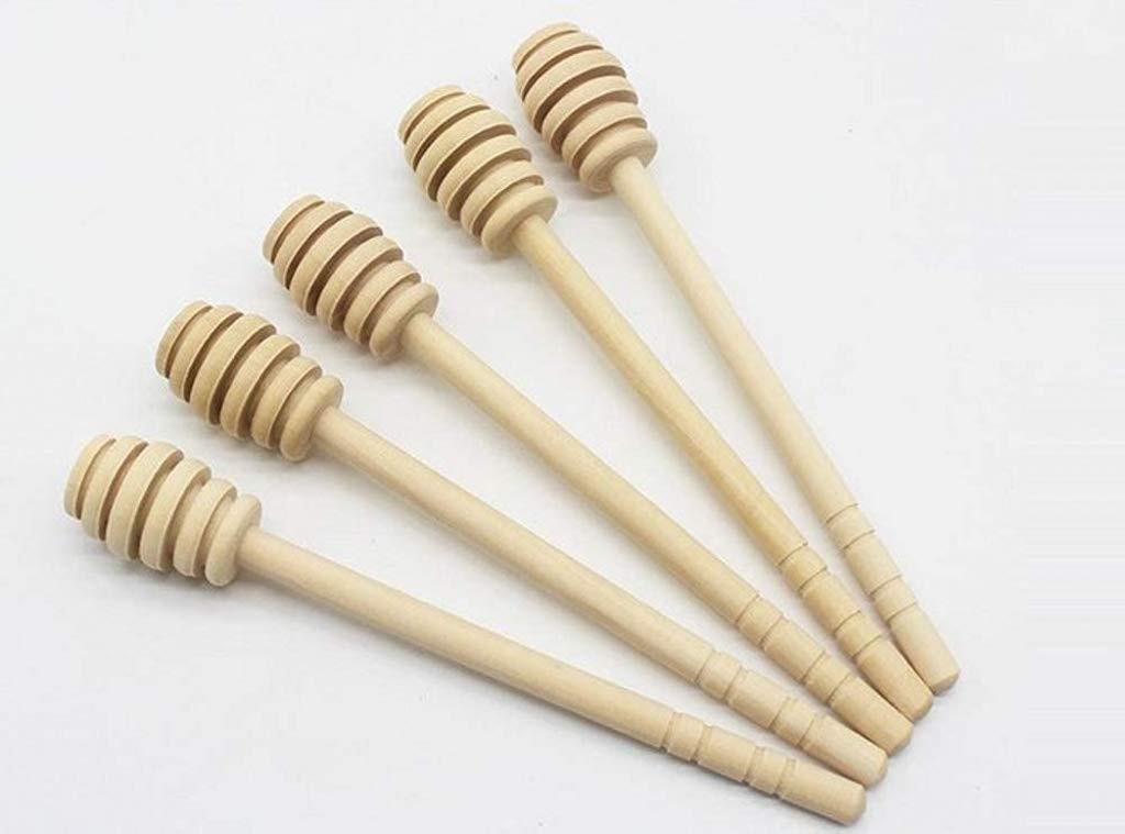 CHSYOO 20 x Wooden Honey Spoon 16cm Wood Honey Dipper Sticks drizzler for Wedding Birthday Honey jar Party Favours Giveaway Gift
