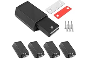 Redunest Heavy Duty Push to Open Door Latch, 5 Pack Black Magnetic Push Latches, Hidden Push Touch Latch Hardware for Push to Open Cabinet, Magnetic Door Catch for Cabinet Drawer Wardrobe Kitchen Door