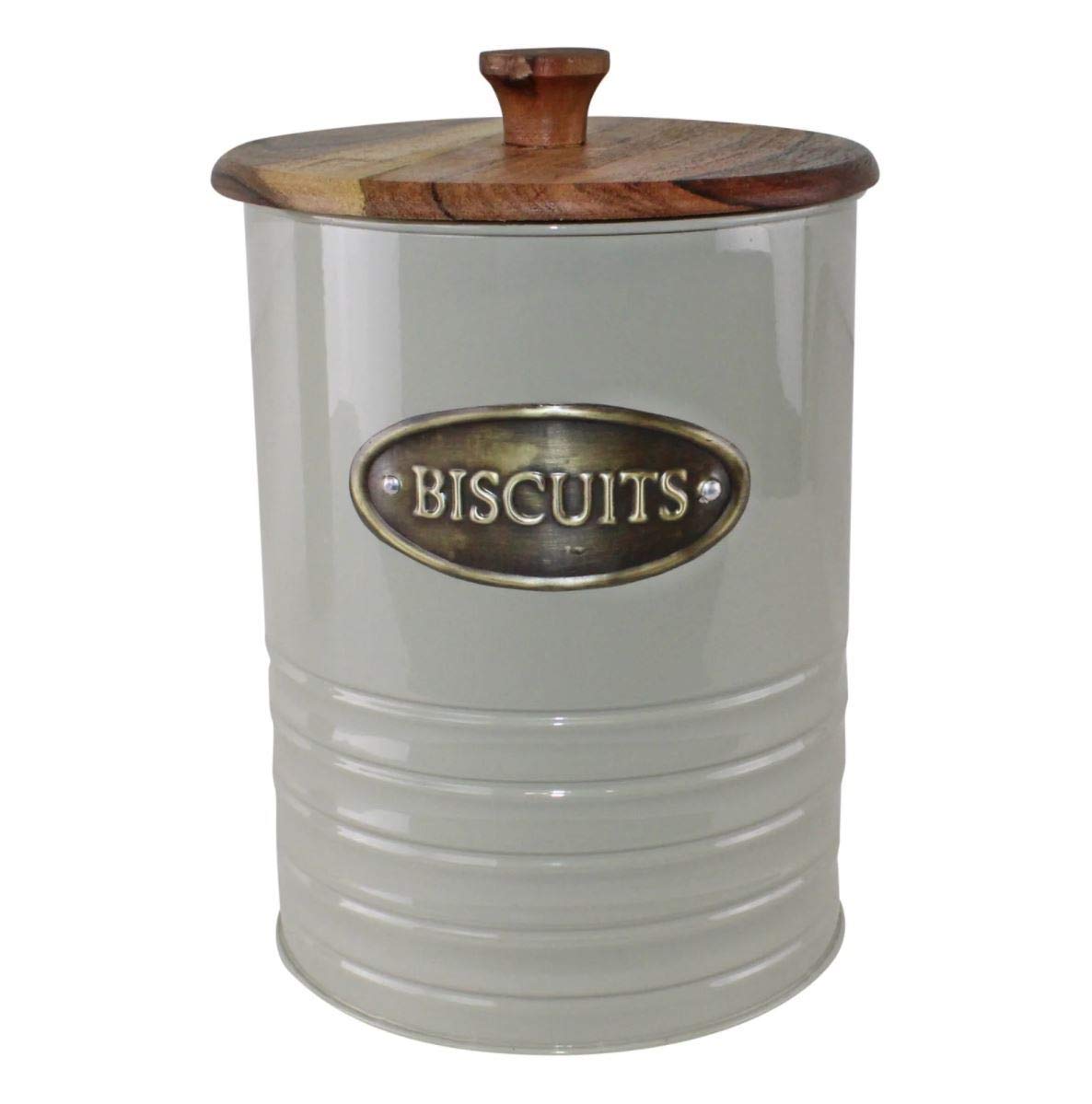 Sifcon PLC Biscuit Tin with Wooden Lid Grey Sage