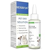 HERBFUN Dog & Cat Ear Cleaner:Dog Ear Infection Treatment,Drops Ear Canal Wax Wash, Anti - Bacterial & Non-Irritant.