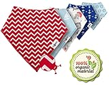 Bandana Bibs For Boys & Girls - Cotton Burp Cloth Set of Baby Bibs - Organic Bibs With Perfect Stylish Unisex Design by DINIXI - Ideal Baby Shower Newborn Gift Idea - Bonus Pacifier Clip