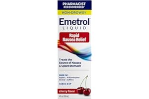 Emetrol Non-Drowsy Nausea Relief - Liquid Medicine for Upset Stomach Relief - Pharmacist Recommended Nausea Medicine - Cherry Flavor - 4fl oz