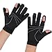 Goture Outdoor Sport 2 Cut Fingers Gloves Anti-slip Skidproof for Fishing Hunting Riding Cycling (Large, Black)