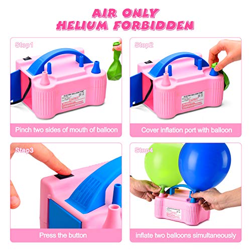 image for MESHA Portable Dual Nozzle Red Rose Electric Air Balloon Pump Filler r