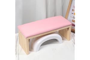 ANGNYA Arm Rest for Nail Techs, Professional Microfiber Leather Nail Arm Rest Cushion with Soft High-Density Sponge Solid Wood Table Non-Slip Manicure Hand Rest Stand for Nail Supplies (Pink)