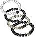 ORAZIO 4Pcs 8mm Beaded Distance Bracelet Natural Stone Couple Lover Relationship Bracelets Elastic