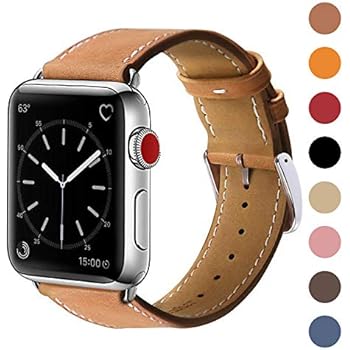 Marge Plus Compatible with Apple Watch Band 38mm 40mm, Genuine Leather Watch Strap Compatible with Apple Watch Series 5 4 (40mm) Series 3 2 1 (38mm) Sport and Edition, Brown