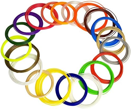 3D Pen Filament Refills - 400 Linear Feet 1.75mm ABS Pack of 20 Different Colors in 20 Feet Lengths by HUSOAR