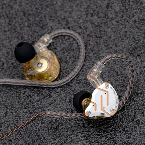 Linsoul KZ ZS10 Pro,5-Core 4BA+1DD In-Ear Headphones,HiFi Wired Earphones,Gaming Earphones,IEM Hybrids,Detachable 2Pin Recessed Cable (Dazzling Yellow, with Mic)