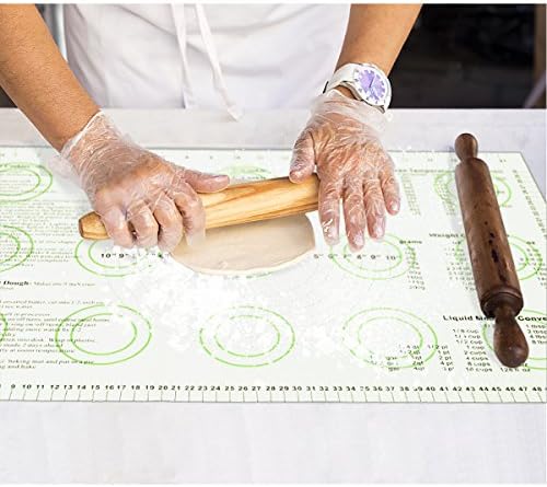 23.6 x 15.7 inch Large Silicone Non-stick Pastry Mat with Measurements, Sticks to Countertop for Rolling Dough Grass green