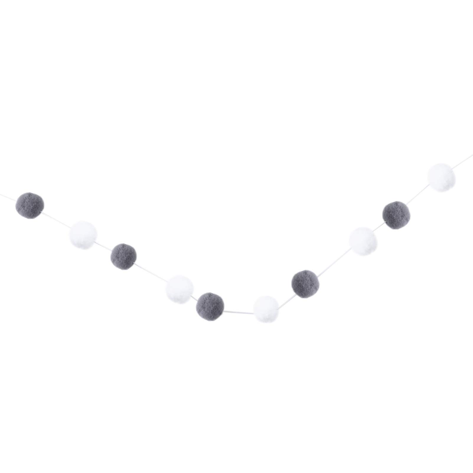 BESPORTBLE Christmas Felt Ball Pom Pom Garlands Colorful Felt Pom Pom Garland Xmas Christmas Hanging Garland Banner for Party Home Decoration White Grey