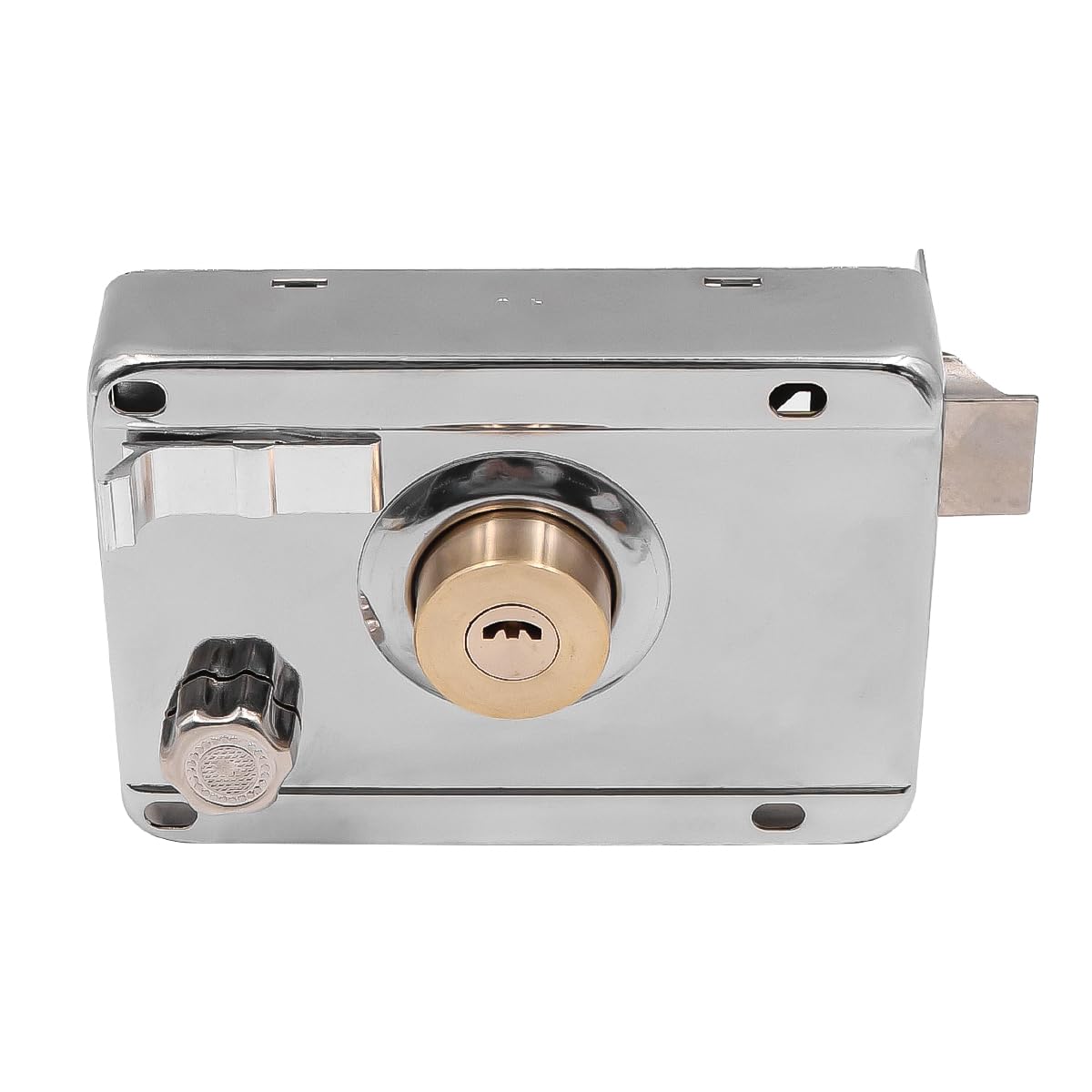 ZONADAH Door Lock Set with 5 Keys Stainless Steel Cylinder Deadbolt Rim Lock Security Latch for Exterior Interior Bedroom Office Entry Room Door Left Open with Card Shell