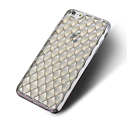 Hesmark - iPhone 6,6s Plus Clear TPU Shining Case (2015/2016)[3D Bump Water Cube]Premium Ultra Slim Lightweight Plating Soft Gel Silicone Bumper Cases for iPhone 6/6s Plus 5.5 Inch - Sliver