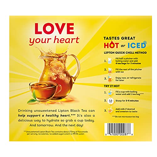 LIPTON BLACK TEA BAGS, HOT OR ICED TEA BAGS, 100 TOTAL COUNT