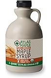 Atlas Maple Organic Maple Syrup, 100% Pure Grade A (Prev. Grade B), Dark Color, Robust Taste, All Natural, Easy Pour, 32 Fl Oz, 1 Qt, Dark Robust