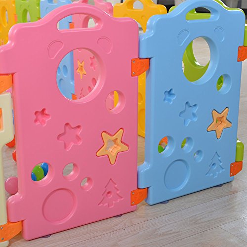 Baby Playpen Kids Activity Area - Multicolor 16-Panel Set Indoor and Outdoor Play Yard - Thumbnail 6