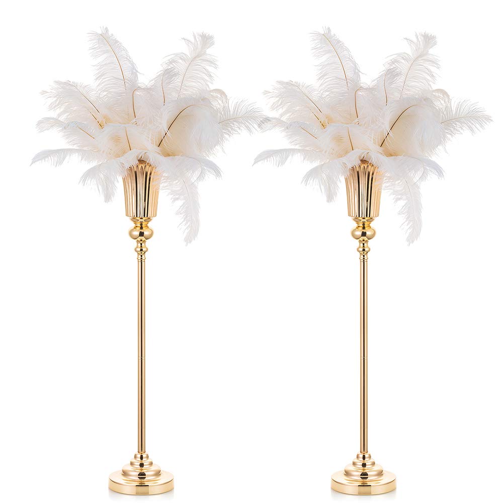 NUPTIO Gold Vase Centrepieces Tall: 77.5cm Wedding Table Centerpieces Trumpet Vases - Metal Flower Stand for Party Anniversary Ceremony Birthday Christmas Decorations Set of 2