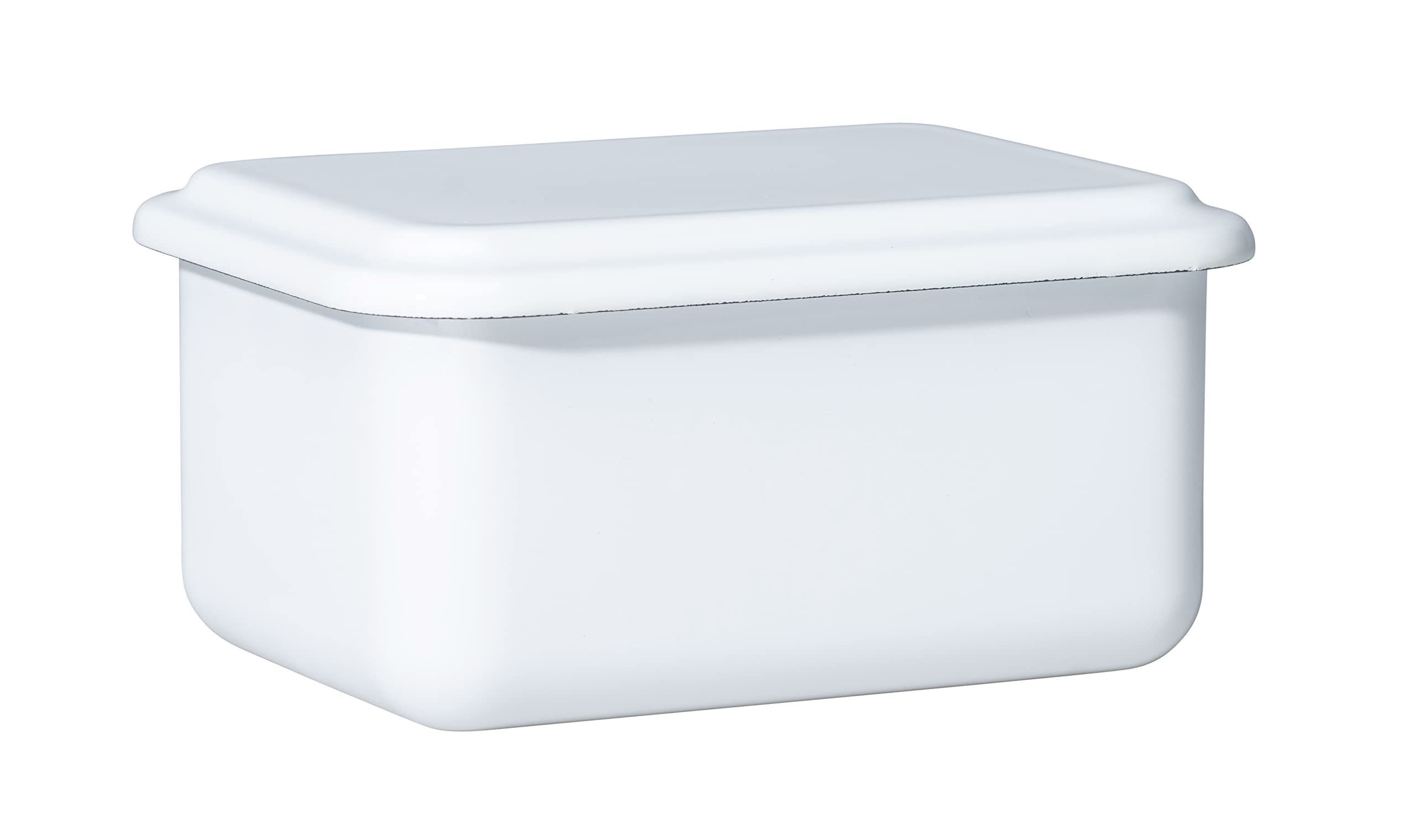 Riess, 0412-033, storage container with lid, 15x11x7cm, enamel, design SERVE + STORE, WHITE, weight 0,46kg, LWH: 15,7 x 11,7 x 7 cm