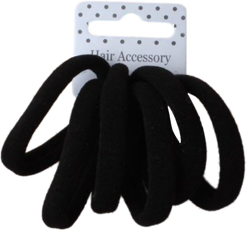 Set of 6 Black Soft Jersey Endless Hair Elastics Bobbles Bands (Bobbles Bands BLACK), 1 count (Pack of 6)