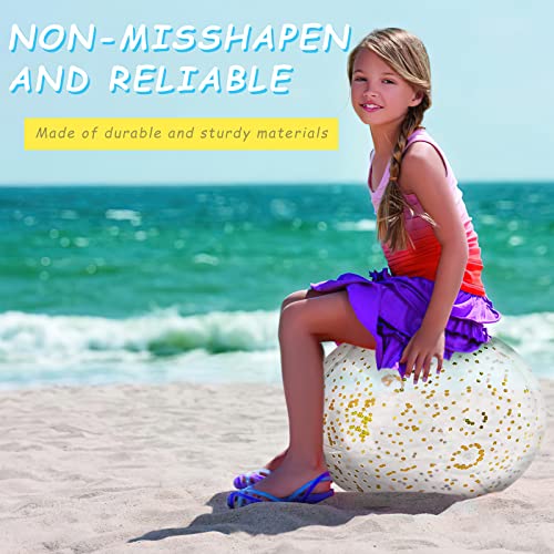 FUTUREPLUSX Glitter Beach Balls 16 Inch, 2PCS Swimming Pool Balls Inflatable Beach Ball with Gold Confetti for Kids Birthday Summer Pool Party