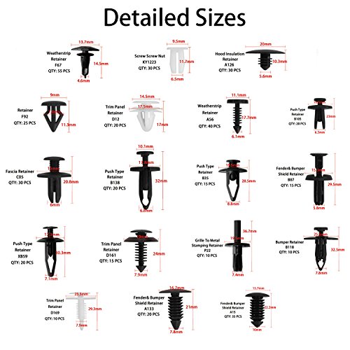 Auto Clips Car Retainer Body Clips Door Bumper Trim Clips Replacement Parts Car Trim Removal Tool Set 6 Pcs with Fastener Remover for Car Dash Radio Door Panel for Ford GM Toyota Honda Chrysler