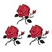 3 Pack Colorful Rose Iron On Patches for Backpacks, Hats, DIY Sew on Applique Patch, Vintage Embroidered Patches for Repair Clothes, Jackets, Jeans (Red)