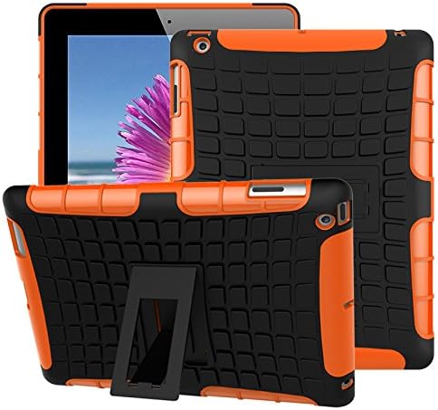 iPad 2 Case,iPad 3 Case,iPad 4 Case, TOODAY Ultra Premium Slim Hybrid Heavy Duty Armor Protection Cover Anti Slip Kids Friendly Shockproof Silicone Protective Cover for Apple iPad 2/3/4 (Orange)