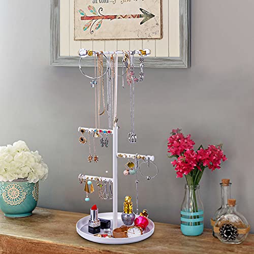Keebofly Jewelry Tree Stand Organizer Metal Necklace Organizer