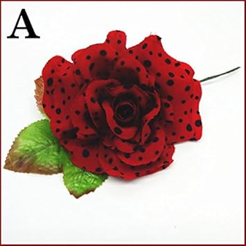 Amazon ａタイプ スペイン製 フラメンコ ヘッドドレス 大輪バラコサージュ 水玉 葉っぱ付き 個性的見栄えする大きなサイズの薔薇 フラメンコ衣装にぴったり ドット柄の珍しい花 髪飾り ヘアアクセサリー選べるカラー Sk2 A Mika Dress ミカドレス ダンス用品