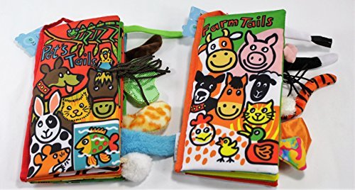 Jollybaby Soft Books for Babies - Animals Stereoscopic Tails Cloth Book Baby Early Learning Education Books Toys (Pet & Farm Tails) - Thumbnail 3