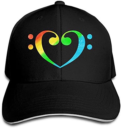Sandwich Cap Music Heart Notes Durable Baseball Cap Hats Adjustable Peaked Trucker Cap