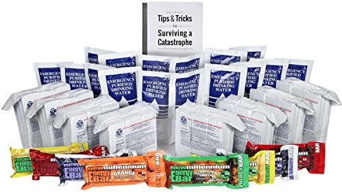S.O.S. Rations Emergency 3600 Calorie Food Bar - 3 Day / 72 Hour Package with 5 Year Shelf Life W/ water and Millennium bars /Jeff Brown's Tips Guide