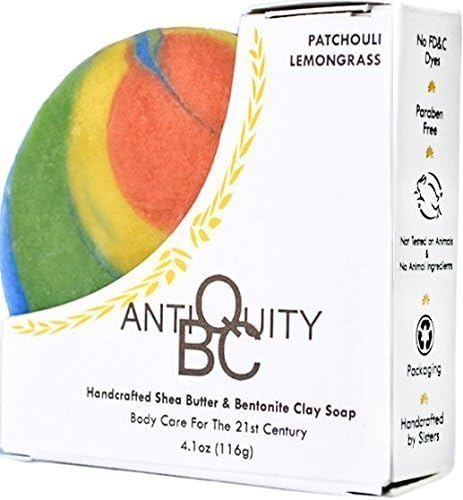 Shea Butter and Bentonite Clay Soap: Patchouli Essential Oil, Lemongrass Essential Oil, Vegan, Cruelty Free