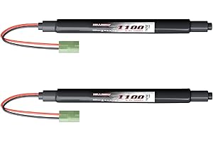 Hilldow 8.4V NiMH Airsoft Battery 1100mAh Rechargeable Stick Pack Batteries High Performance Compatible with Mini Tamiya Connector for Airsoft Guns Rifle Model