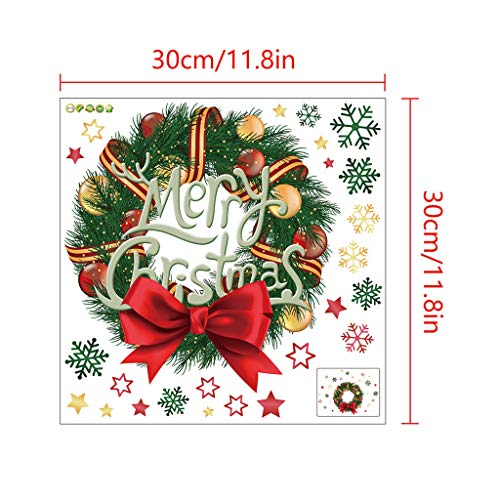 Iusun Merry Christmas Snowflake Wreath Wall Stickers DIY Window Decals for Bedroom Living Room Restaurant Mall Xmas Decoration (A) - Thumbnail 5