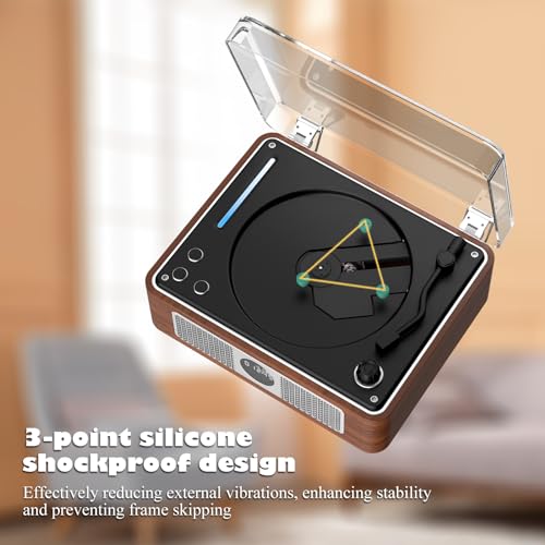 CD Player Portable, Retro CD Bluetooth Player with Dual HiFi Speakers, 2600mAh Rechargeable CD Player for Home with Remote Control,Support USB/AUX,Headphone Jack,Optical Brown