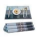 TOP BEAUTY Placemats Set of 6 Woven Vinyl Table Mats PVC Heat Insulation Stain Resistant Non Slip Kitchen Dining Table Decoration