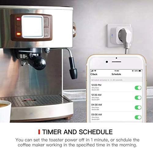 4 x Enchufe Inteligente WiFi 16A 3300W Mini Smart Plug Funciona con Siri Amazon Alexa Echo Google Home No se requiere Hub Funcin de Temporizador App Android   IOS Pack 4 unidades