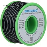 BNTECHGO 26 Gauge Silicone Ribbon Cable Flexible 2P Black 25 ft Flat Cable 26 AWG Stranded Tinned Copper Wire