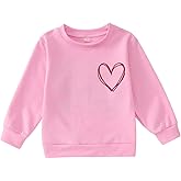 MODNTOGA Valentines Sweatshirt Toddler Girl Love Heart Graphic Shirt Long Sleeve Valentine's Day Heart Print Holiday Tops