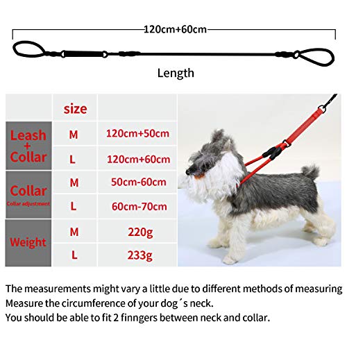 Durable Dog Slip Rope Leash Premium Quality Mountain Climbing Rope Lead, Comfort Traffic Padded Handle Leash and Martingale Training Collar Supports The Strongest Pulling Dogs 3.6 feet (L, Red)