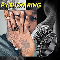 Bestyle Black Snake Ring for Women Men Cool Rings