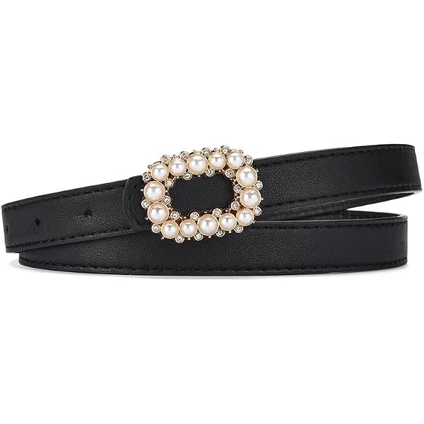 LumiSyne Women Skinny Leather Belt Alloy Buckle With Pearl  display picture 1
