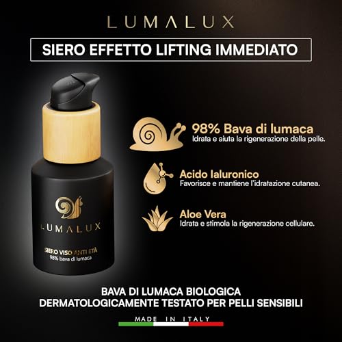 Lumalux - 2 in 1, Serum and Cream with Snail Slime 98% and 75% - Anti-Wrinkle Hyaluronic Acid and Aloe Vera