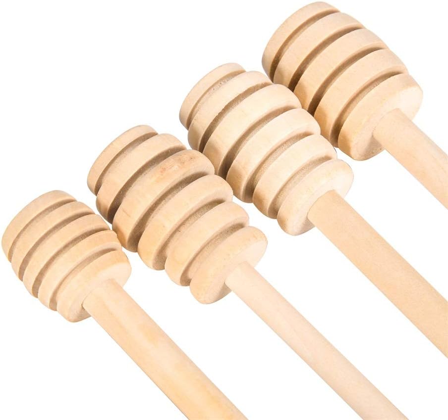 HOUSWEETY 16 Pcs Mini Wooden Honey Dipper Sticks Honey Dippers for