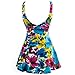 wantdo Women's Plus Size One Piece Swimsuit Floral Printed Swimdress Cover Up Skirtini Bathing Suit