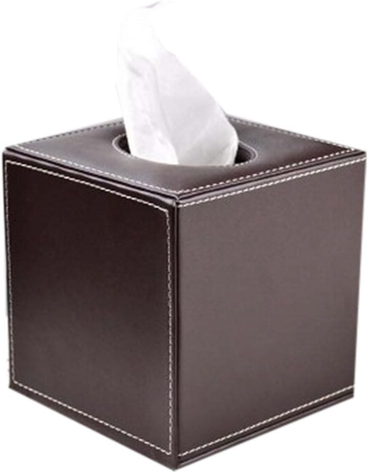 Square Creative Cute Leather Tissue Box Holder Brown Amazon.co.uk
