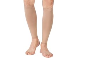 TOFLY® Calf Compression Sleeve for Men & Women, 1 Pair, Footless Compression Socks 20-30mmHg for Leg Support, Shin Splint, Pain Relief, Swelling, Varicose Veins, Maternity, Nursing, Travel, Beige L