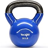 Yes4All Vinyl Coated Kettlebell Weights Set – Great for Full Body Workout and Strength Training – Vinyl Kettlebell 35 lbs