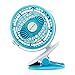 Oct17 Portable Stroller Fan Rechargeable Battery USB Mini Battery Operated Clip on Mini Desk Fan For Home Office Baby Stroller Car Laptop Study Table Gym Camping Tent - Blue